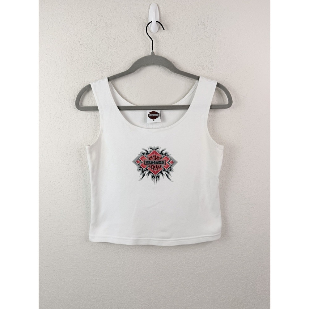 Harley-Davidson Austin TX Women's M White Tank Top Logo Graphic Sleeveless Y2K